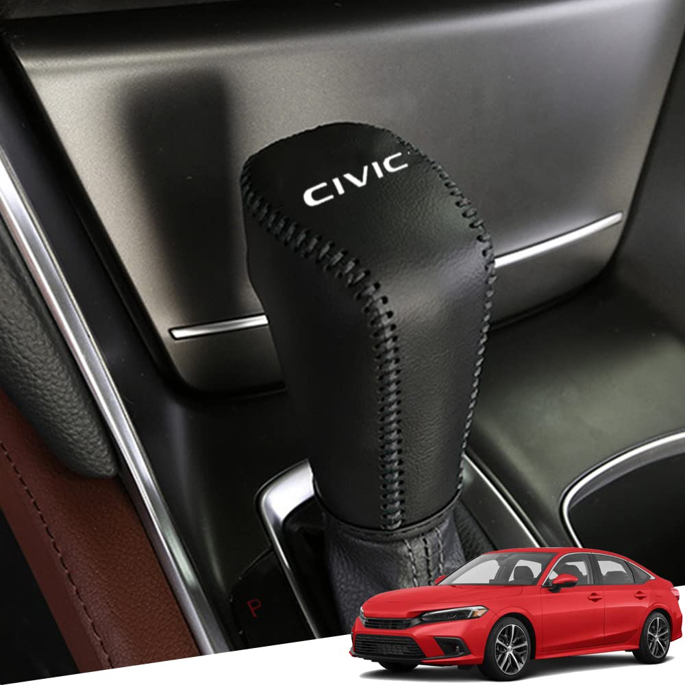 

Hearsheng Genuine Leather Shift Knob Cover, Custom Interior Accessory, Scratch Prevention, Easy to Install, New Civic Hatchback (FL series) чорний