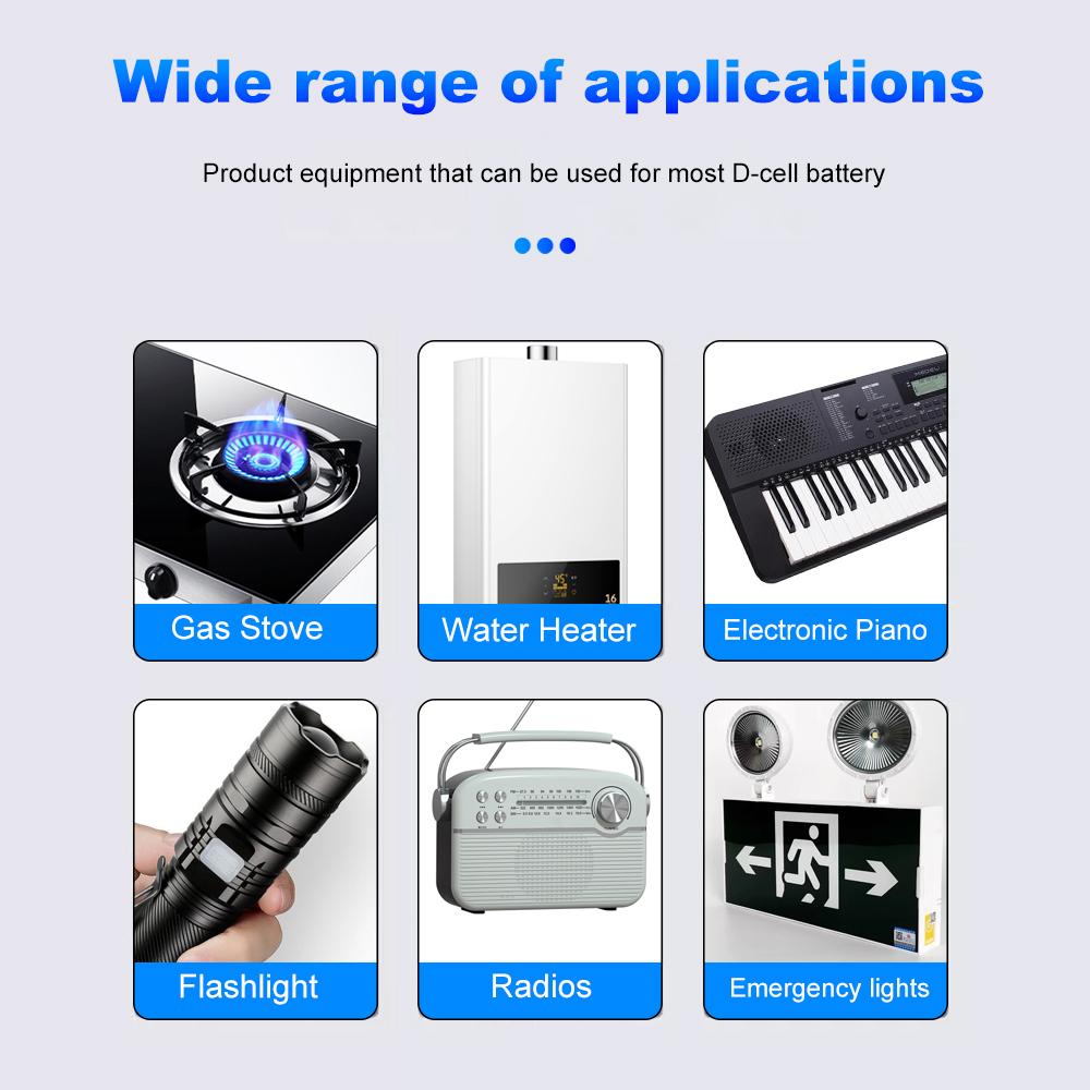 KEPTU 6000mAh 1.2V D Size Rechargeable Batteries – Long-Lasting Power for Flashlight and Radio