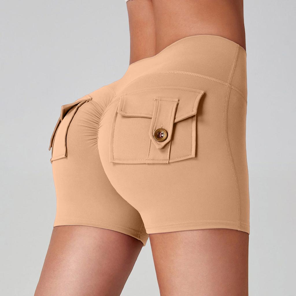 Women's Workwear Hip Lifter Yoga Shorts High Waist Pocket Sports Fitness Shorts