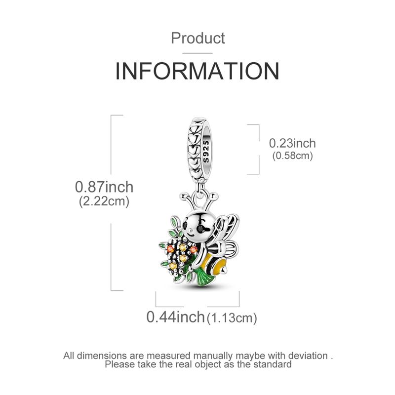 Charms Original Copper Bees Holding Flower Pendants Beads Fit Bracelet Women Jewelry Diy Fine Gift Accessory