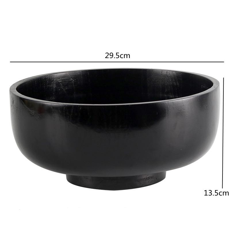 Round Resin Black Serrated Shell Fruit Tray, Large Snack Bowl, Kitchen and Living Room Storage Tray, Desktop Decorative Ornament