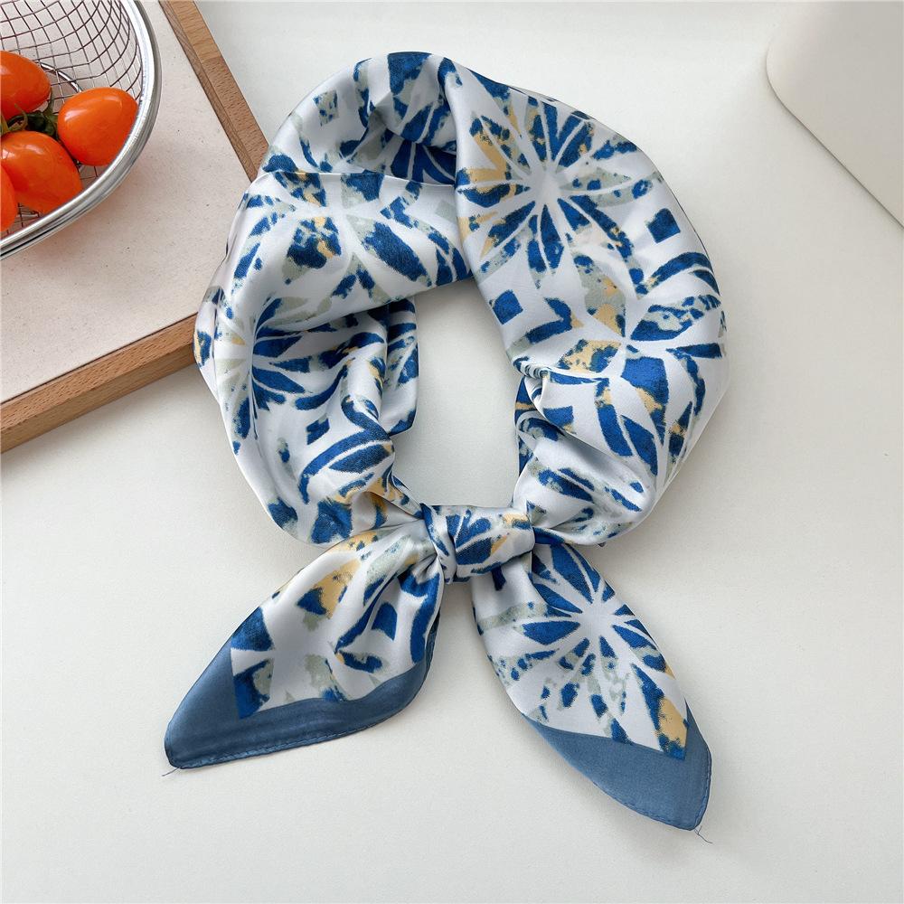 70*70cm New Luxury Square Scarf Silk Scarves Women Neck Hair Tie Band Hijab Kerchief Head Headband Smooth Bandana Female Foulard