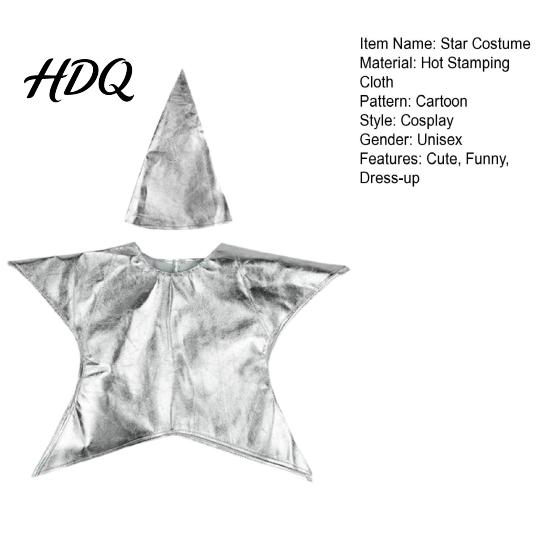 Kegelvormige Ster Kostuumset Zilver/Goud Kerststal voor Kinderen Kerstscène Festival Vorm Cosplay Outfits Zondagsschool Kerkbenodigdheid Glanzend