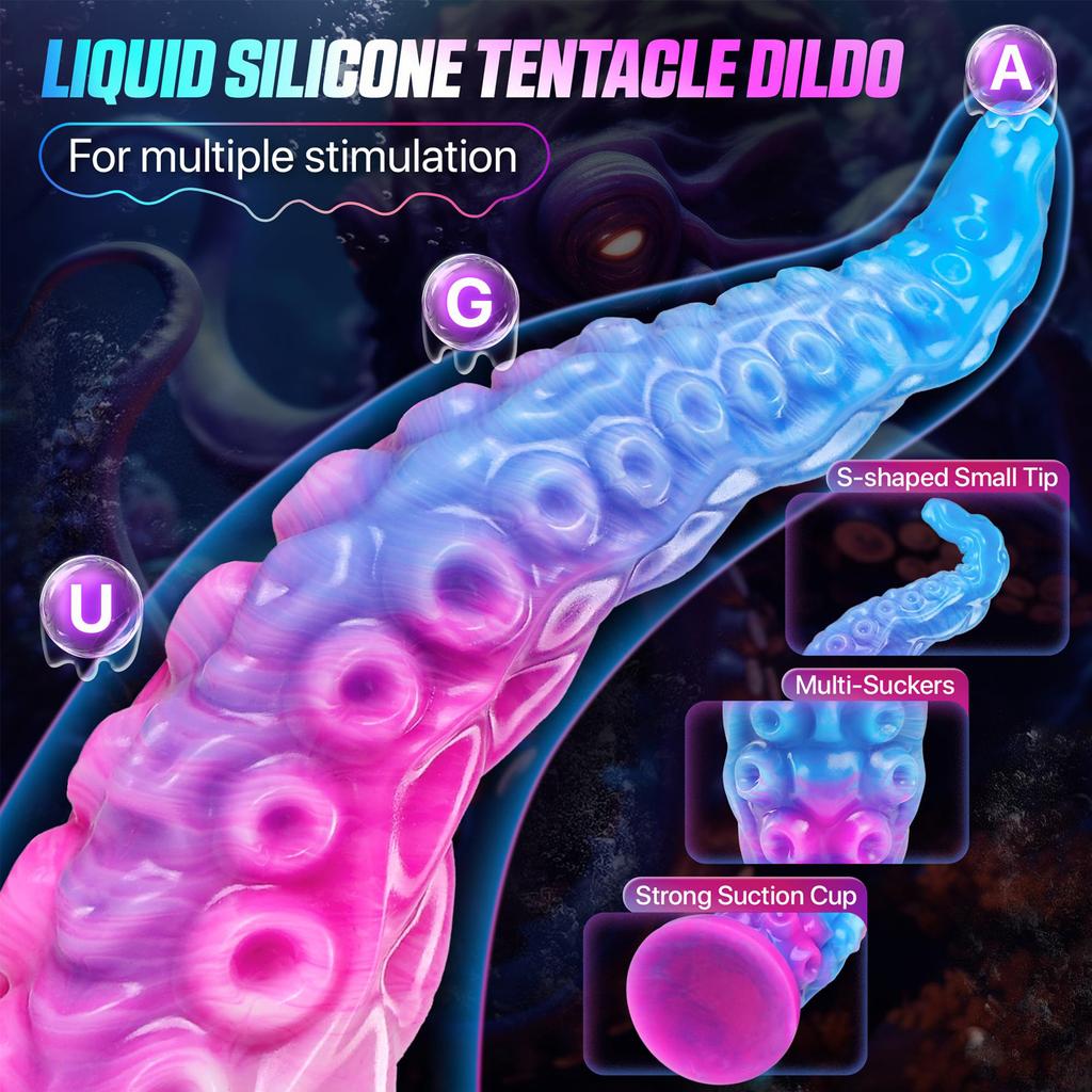 Alien Octopus Tentacle Dildo - Fantasy Silicone Anal Plug for Women & Men, Unique Curved,G-Spot & Prostate Stimulation, Adult Toy