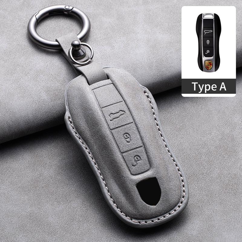 

Leather Car Key Cover Case For Porsche Panamera Carman Macann Bobst Cayenne 911 981 991 970 996 Shell Bag Keychain Accessories