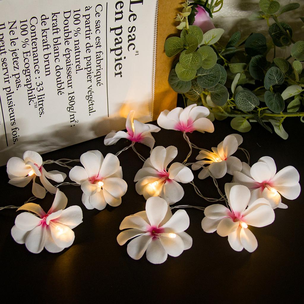 Plumeria Flower String Lights Artificial Plumeria Flower Battery Powered Fairy Starry Light for Wedding Christmas Party Supplies