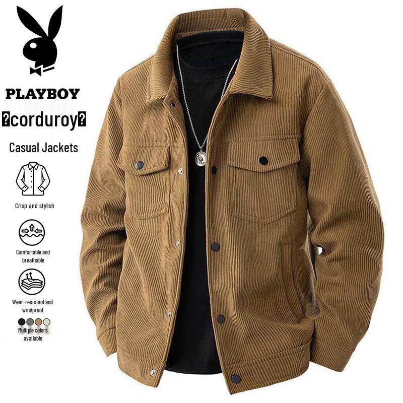 PLAYBOY Men's Corduroy Casual Loose Jacket