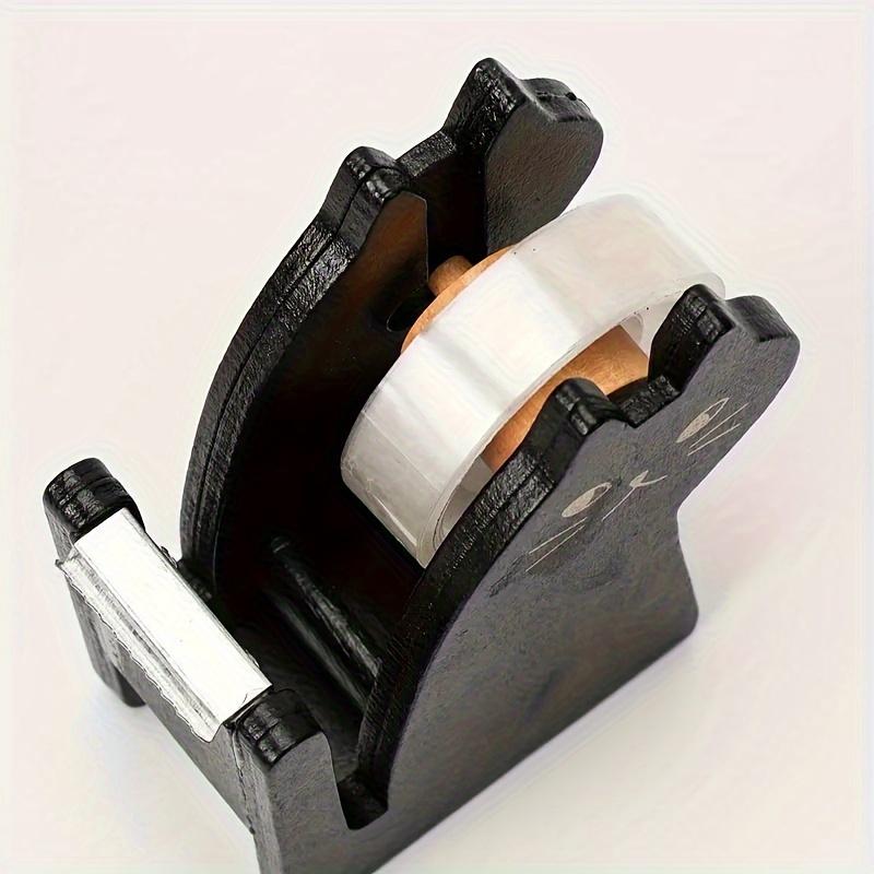 1 db aranyos macska alakú szalagtartó fa és átlátszó műanyag szalagtartó irodai kellék asztali szalagtartó