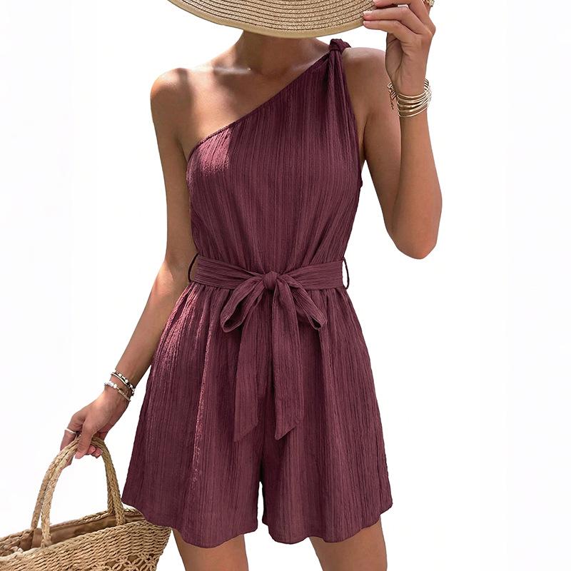 Mono Casual de Verano 2026 Resort con Textura de un Hombro con Lazos