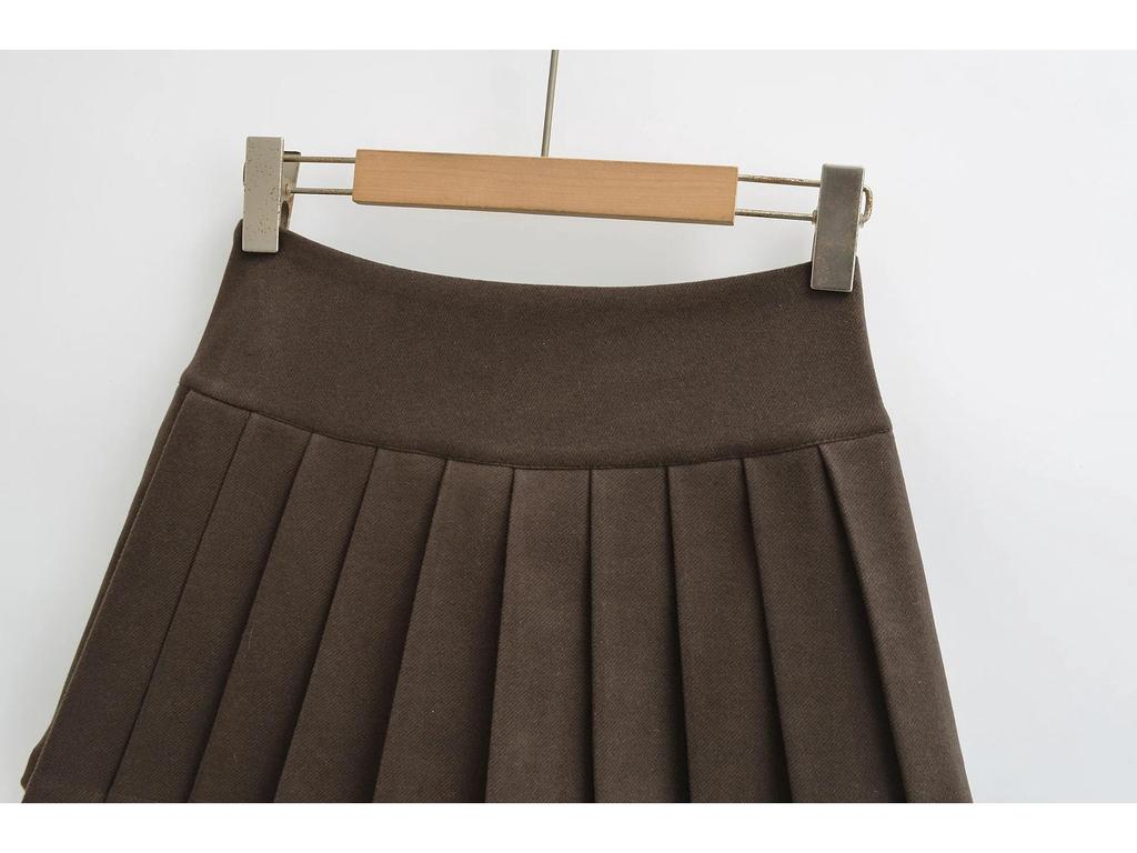 2026 New College Style Spicy Pleated High-Waisted Mini Skirt with Sexy Slit and Anti-Exposure Design