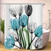 Red Rose Sunflower Shower Curtain Cute Bath Waterproof Curtains For Living Room Luxury Set Screen Bathroom Accessories Sets