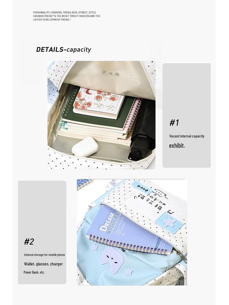 Polka Dot Graffiti Backpack - Cute, Lightweight, and Versatile Schoolbag