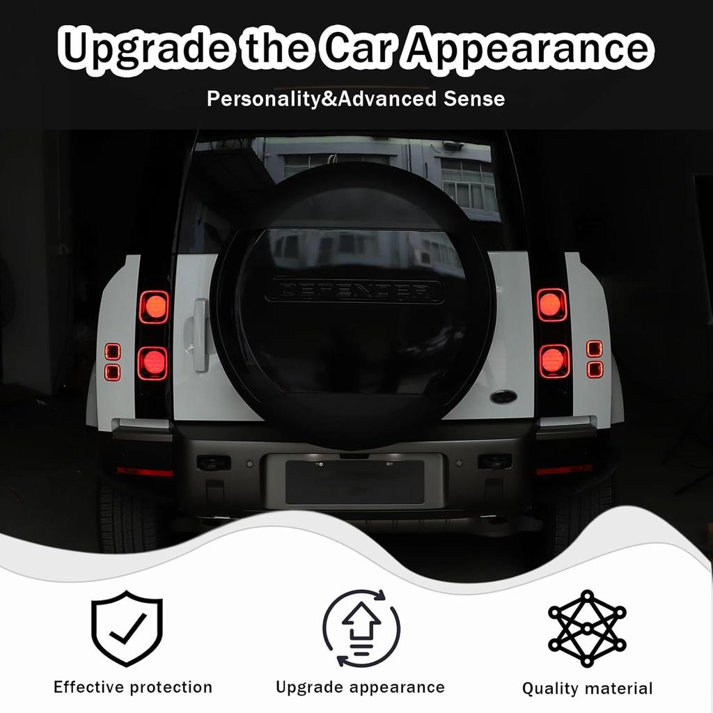 Tail Light Lamp Guard Covers Compatible with Rover Defender 110 2020 2021 2022 2023, Smoked Tinted Light Cover Trim Accessories ABS Material,
