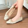 Fashion Women Autumn Square Toe French Bow Flats Elevator Canvas Shoes Luxury Breathable Slip On Dress Shoes for Women