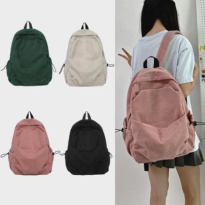 Zaino in Velluto a Coste Harajuku Stile Mori - Semplice, Monocolore, Grande Capacità per Studenti delle Scuole Superiori