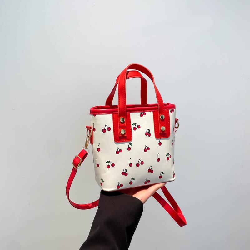 Beautiful and Fresh New Cherry Print Fashionable Large Capacity Cute Commuting Shoulder Messenger Bag