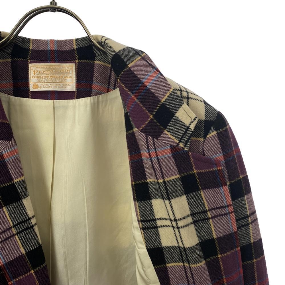 PENDLETON 70s Made in the USA, 100% wool, vintage Check Pattern tailored jacket Women Used