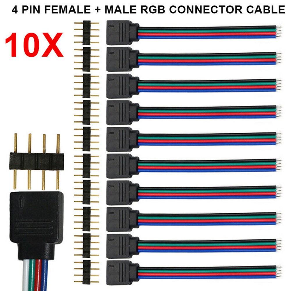 Flexible Connector Cable Strip Light 9cm Kit 10 Sets 4 Pin Plastic And