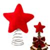 Yousheng Christmas Tree Topper Red Plush Five-Pointed Star Decor Metal Frame Secure Base Traditional Christmas Decor Home Party Decoration