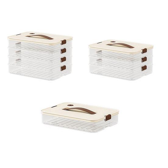 Dumpling Storage Box Transparent Stackable with Handle Design Safe Odorless Freezer Storage Organizer for Kitchen