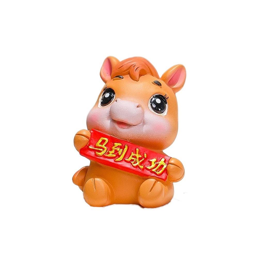 Resin Zodiac Horse Mascot Chinese Style Horse Statue Cute Horse Ornaments  Table