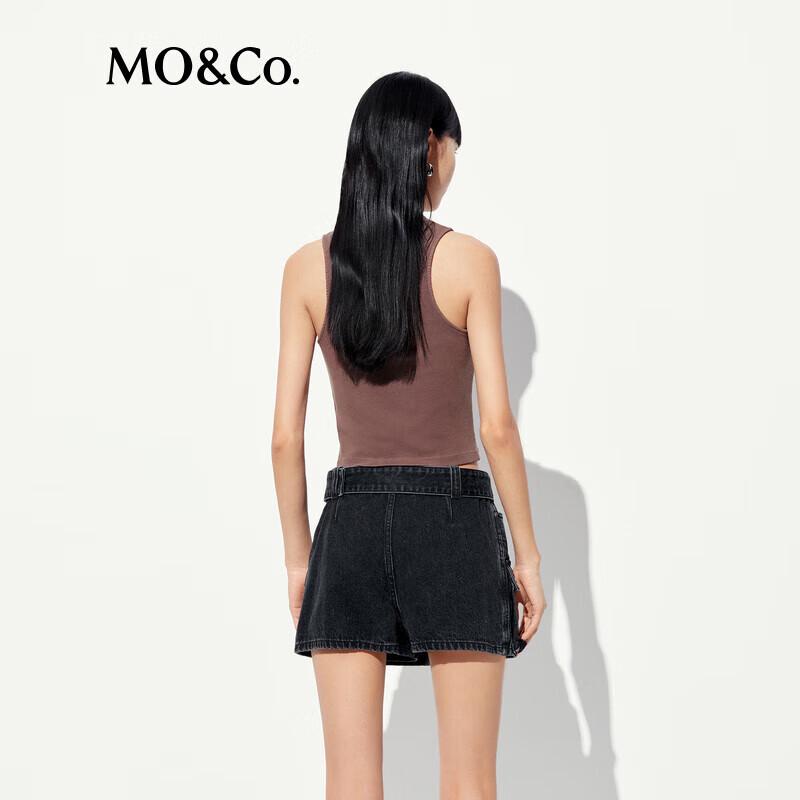 MO&Co. Women's Studded Letter Distressed Slim Fit Tank Top