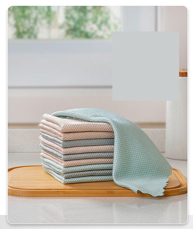 5/10/20PCS Glass Cleaning Cloth Dishcloth Lint Free Window Cars Kitchen Mirrors Traceless Reusable Fish Scale Rag Polishing Tool
