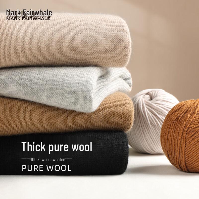 Mark Fairwhale Men's Thick Pure Wool Round Neck Sweater