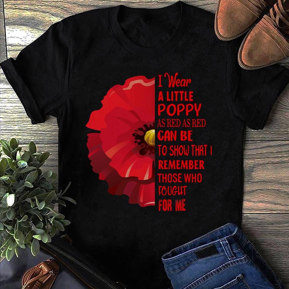 Red Poppy Flower Veteran Tops Lest We Forget Memorial Day Women T Shirts S чёрный
