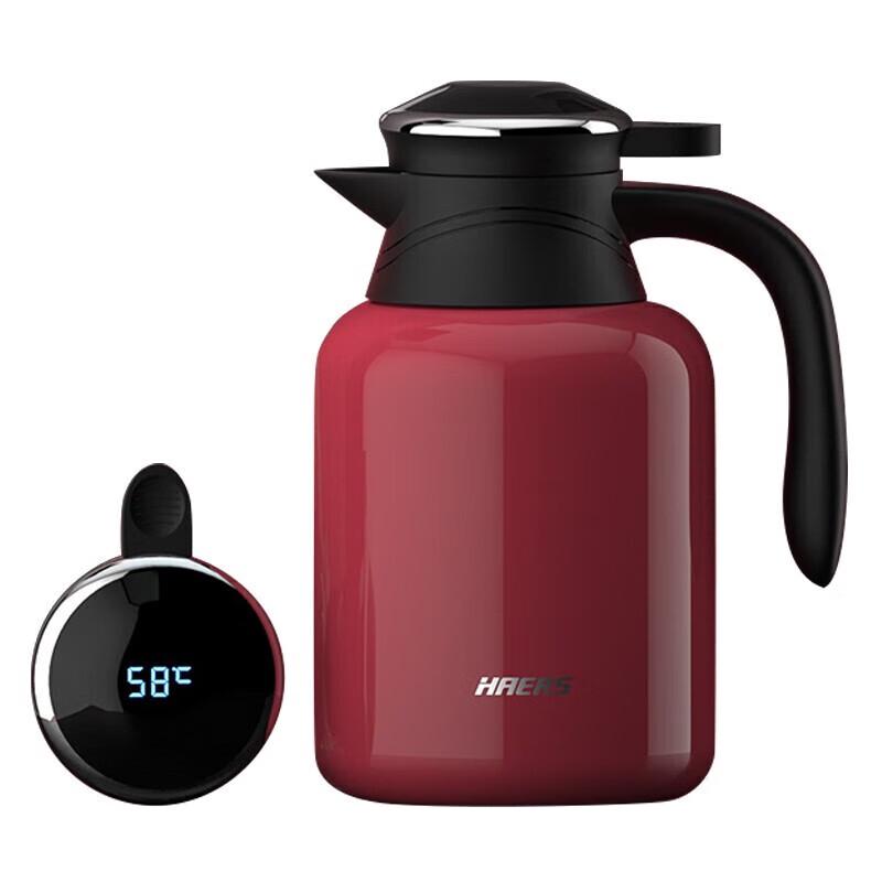 HAERS 1.5L Temperature Display Stainless Steel Insulated Pot