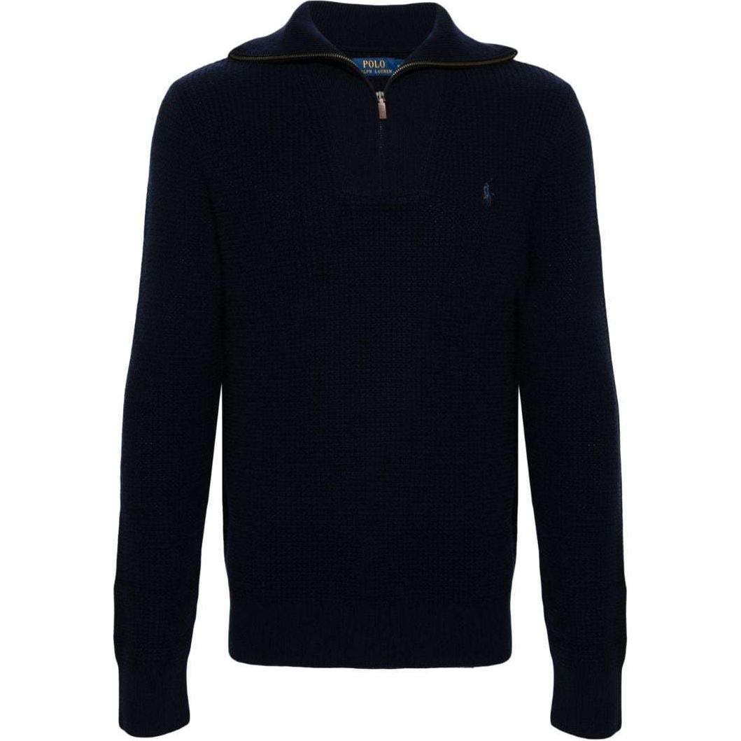 

Polo Ralph Lauren Однотонный свитер прямого кроя с высоким воротом и молнией до середины для мужчин, темно-синий 710941101-001 XL