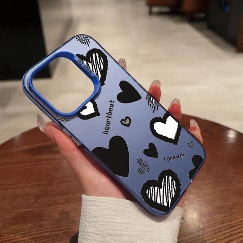Couple Love Heart Case For iPhone 16 Pro Samsung A55 A35 S24 Xiaomi Redmi Note 13 Pro 14C Huawei Honor 200 Shockproof Phone Bumper Anti-Scratch Cover