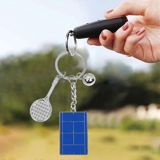 

Металлический брелок для ключей в виде ракетки для теннисного корта, портативный держатель для ключей из цинкового сплава, подвеска для сумки, украшение для рюкзака, подарок на день рождения для детей и взрослых