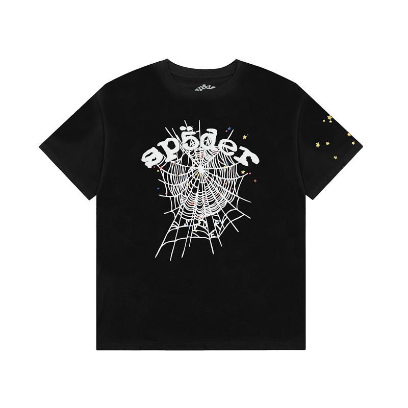 Spider Web Print Loose Fit Unisex Streetwear Short Sleeve T-Shirt Casual Cotton Tee Teens