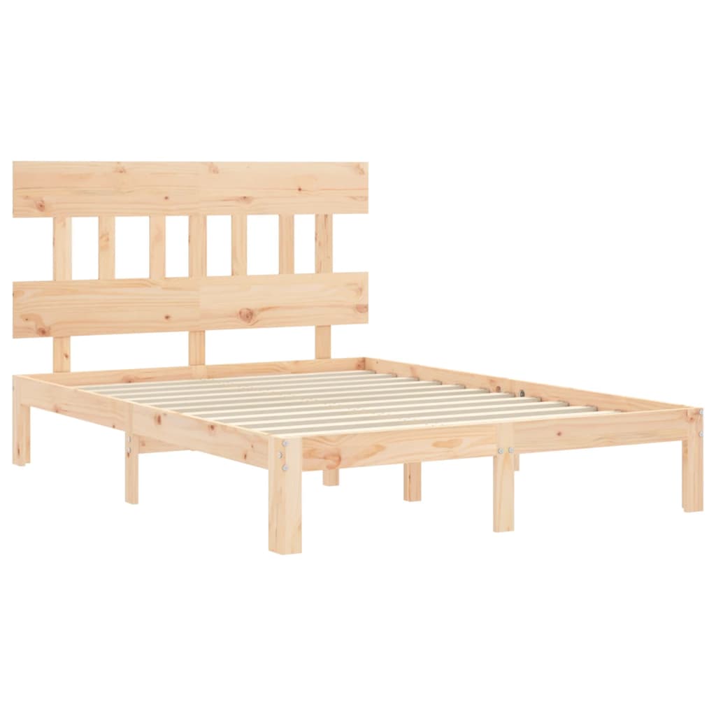 Solid Wood Bed with Headboard