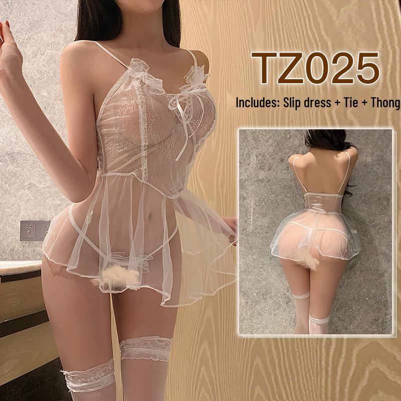 Jiuli Qingchuan Sexy Sheer Lingerie Set - Pure Desire See-Through Pajamas with Webbing Fun.