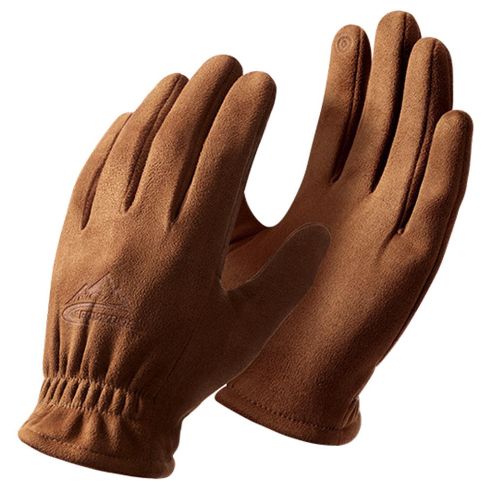 GOLOVEJOY DY55 1 Pair Men Suede Winter Cycling Gloves Touch Screen Full Finger Warm Gloves C