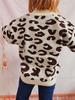 Autumn and Winter New Loose Casual Leopard Print Single Breasted Long Sleeved V-neck Knitted Sweater Jacket 3539 KTB