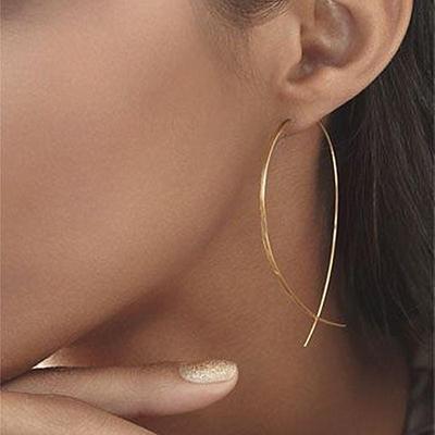 Copper Women Geometric Decoration Simple Abstract Fish Shaped Stud Simplicity Handmade Wire Earring Women Girls Gift
