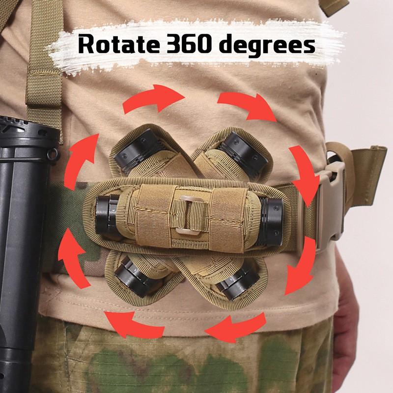 Outdoor Flashlight Set Multi-power 360-degree Rotation Universal Waist Military Fan Sports Hanging Bag