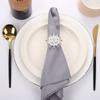 Table Decor Napkin Ring Gold,Silver Hollow Flower Design Pearl Embellishment Metal Alloy Material Zinc Alloy Construction