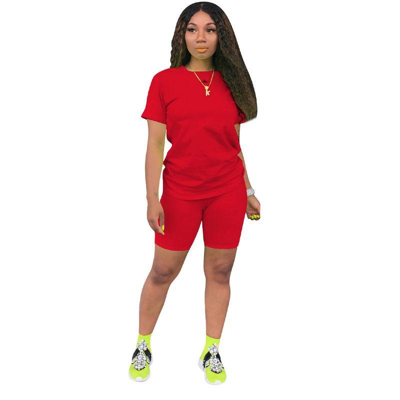 Solid Color Round Neck Neck T-shirt Shorts Set Pure Color Crew Neck T-shirt Shorts Set