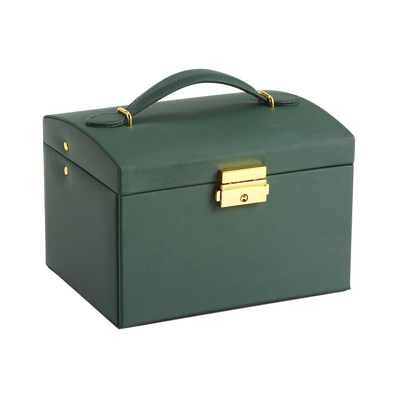 Leather Jewelry Box With Lock And Mirror For Gift Jewelry Storage