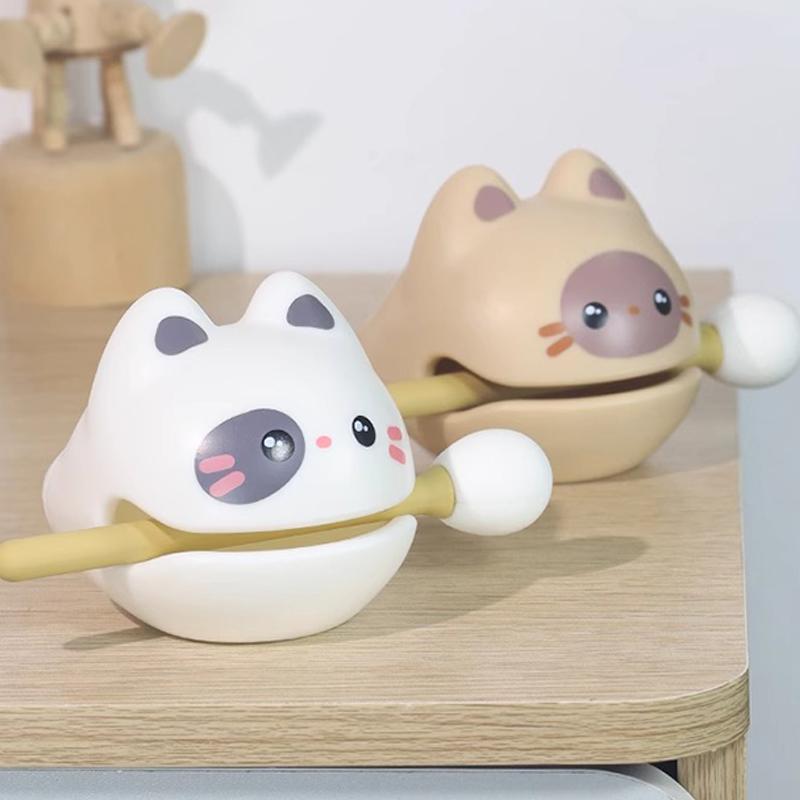 Wooden Fish Sound Percussion Instrument Ornament Lucky Wood Carving Ornament With Mallet Cat Shape Toy Random Blind Box