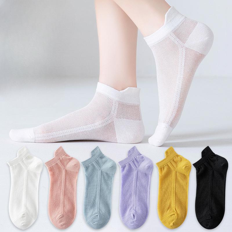Women's Socks, Short Socks, Summer Thin Boat Socks, Black and White Mesh Ear Lift Sports, Candy-colored Shallow Socks, Summer Trend