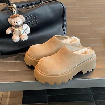Grape Mom Cowhide Fur-Lined Snow Boots with Thick Sole