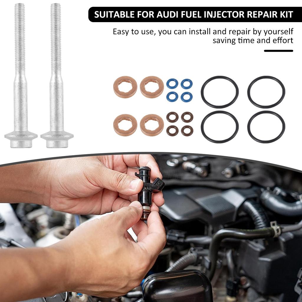 Injector Repair Kit Injector Seal and Bolt Set Compatible with A3 8P1 1.6 TDI 66 kW 90 PS Fuel Injection Nozzle Injector Bolts