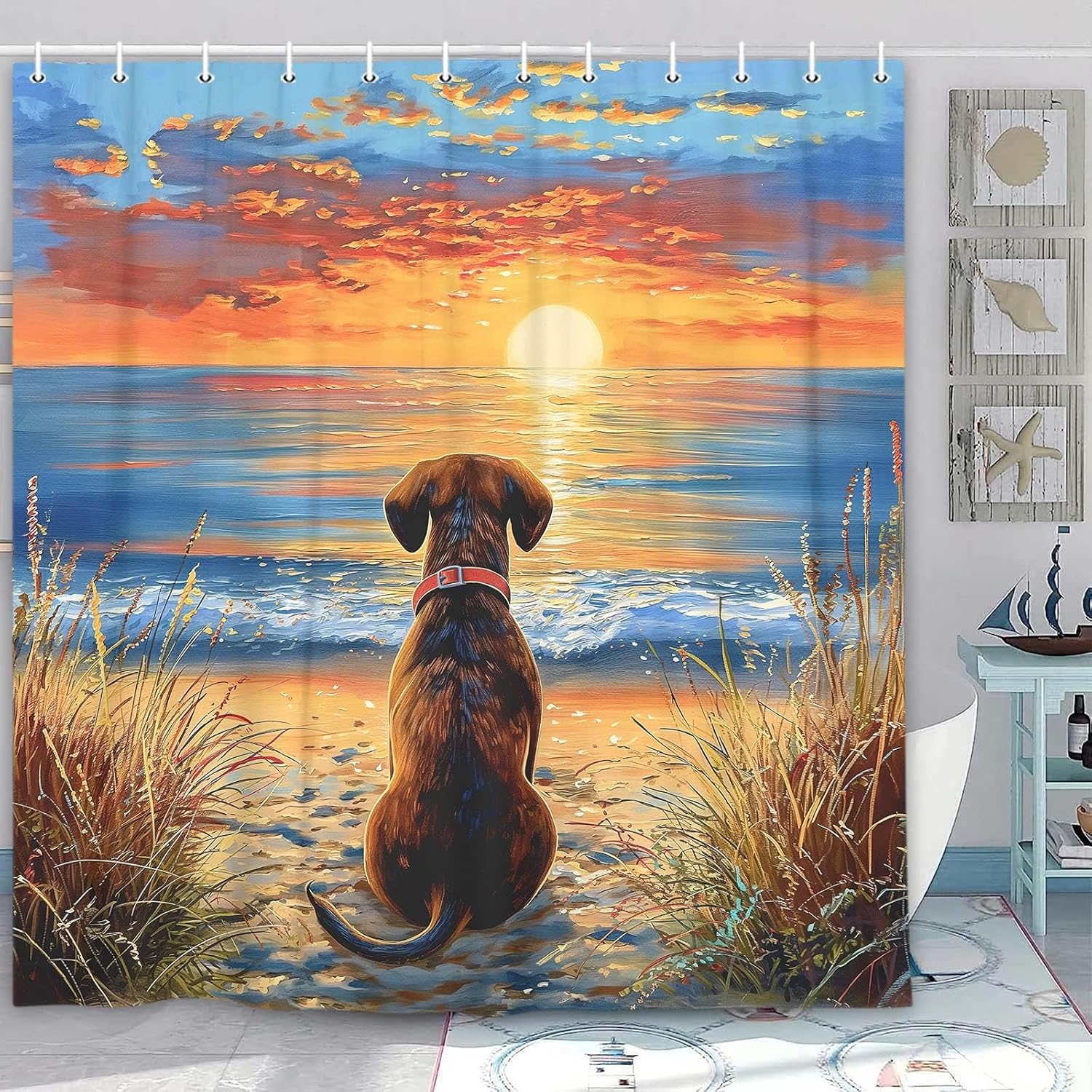

Funny Cat Shower Curtain Boys Kids Bathroom Decor, Cool Riding Dinosaur On Fantasy Galaxy Hilarious Curtain, Funky Outer Space W60H190(CM)-1 Pcs