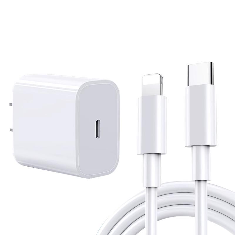3C Certified 20W Dual-Port PD Fast Charger for Apple Devices with Charging Cable