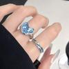 Enamel Drop Glaze Texture Love Live Ring Set Cold Wind Personality Female Niche Design Blue Ring